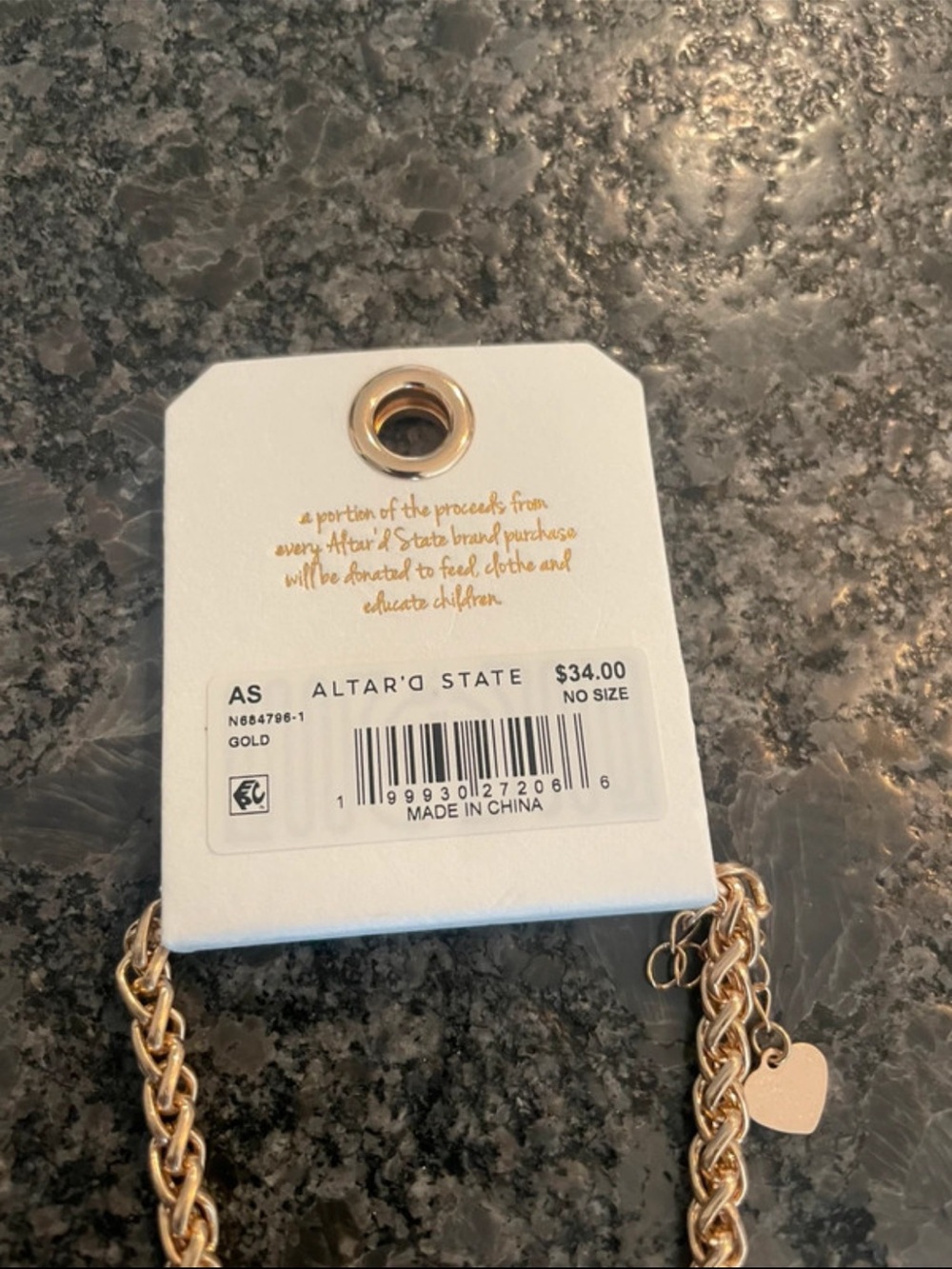 Altar'd State Gold-Tone Tri-Stone Pendant Necklace with Cream, Tan, Gray Accents - Picture 3 of 4